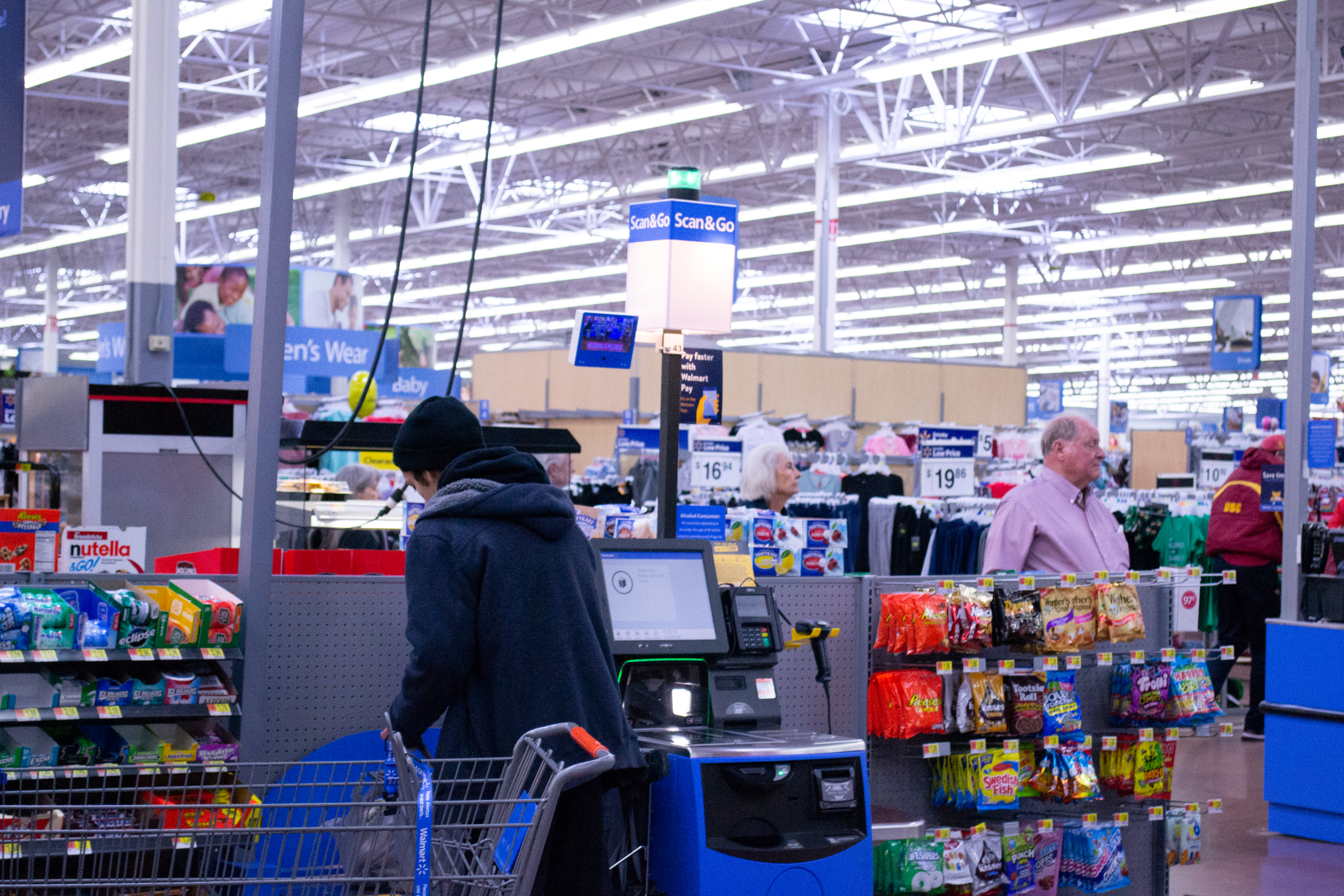 Man checking out at Walmart