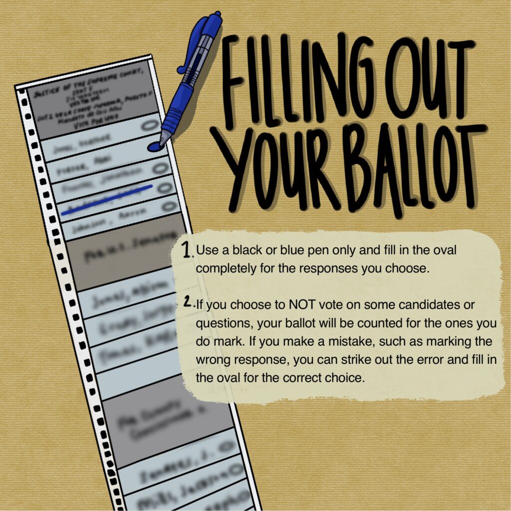 Illustration about casting and mailing in ballot in Nevada