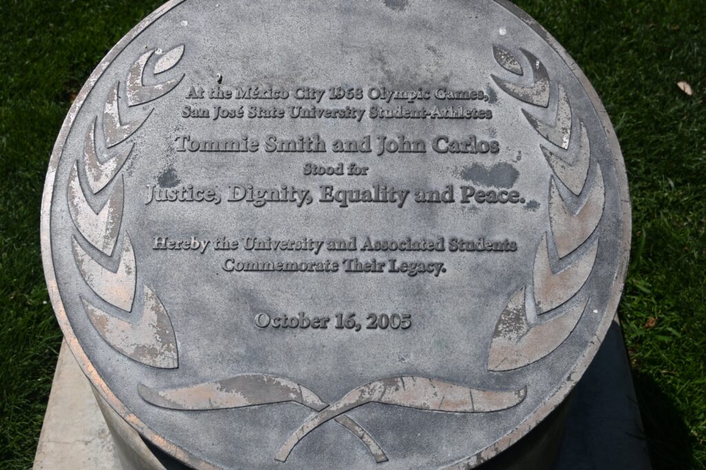 cement plaque on statue