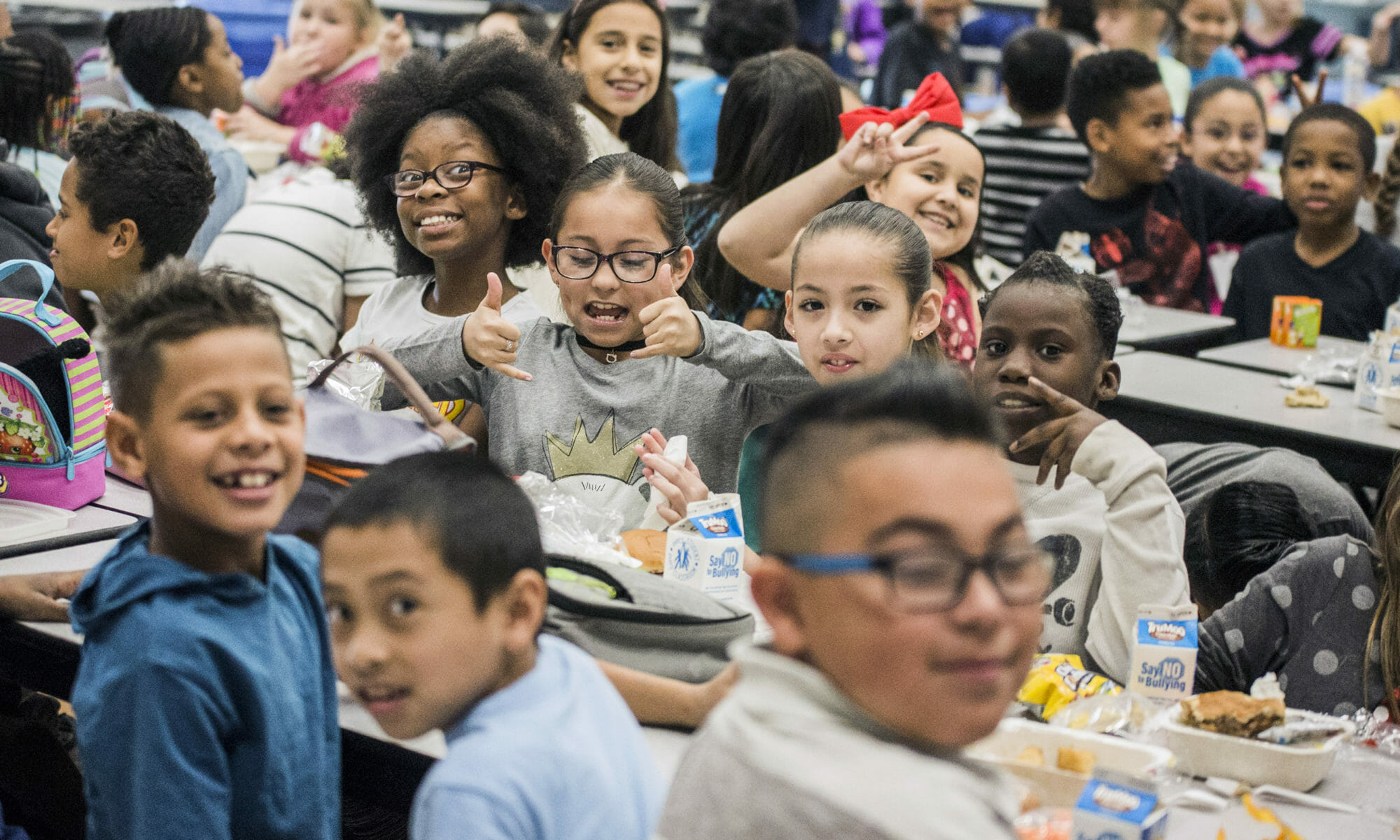 Students at Richard C. Priest Elementary School in North Las Vegas smiling