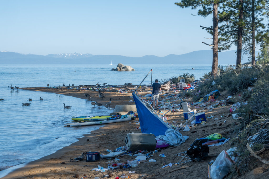 garbage pollutes shores of Lake Tahoe