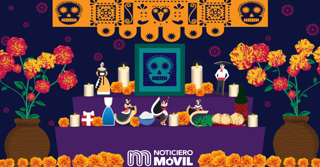 Graphic is day of the dead altar