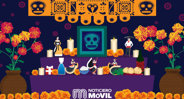 Graphic is day of the dead altar