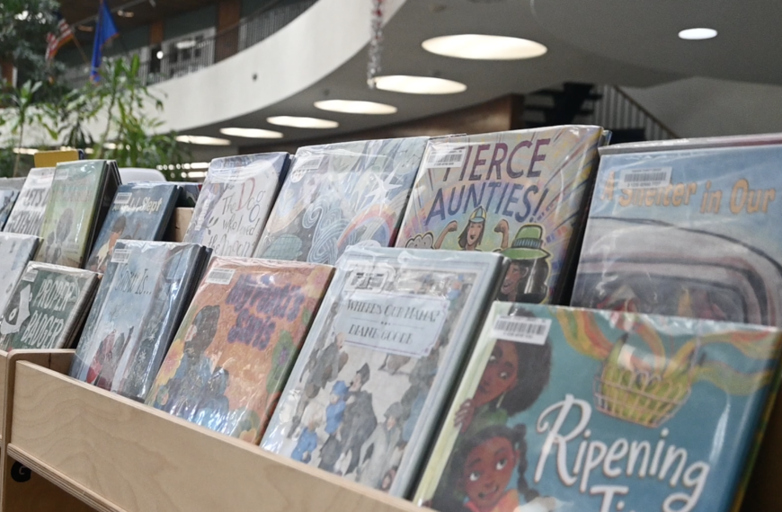 library books on shelf