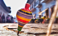 spinning top on a street