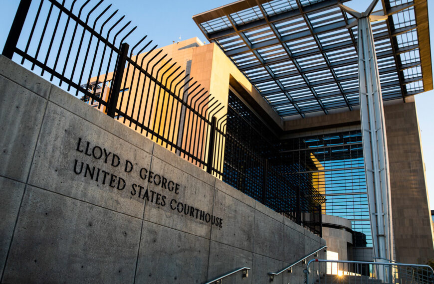 entrance to gray courthouse building