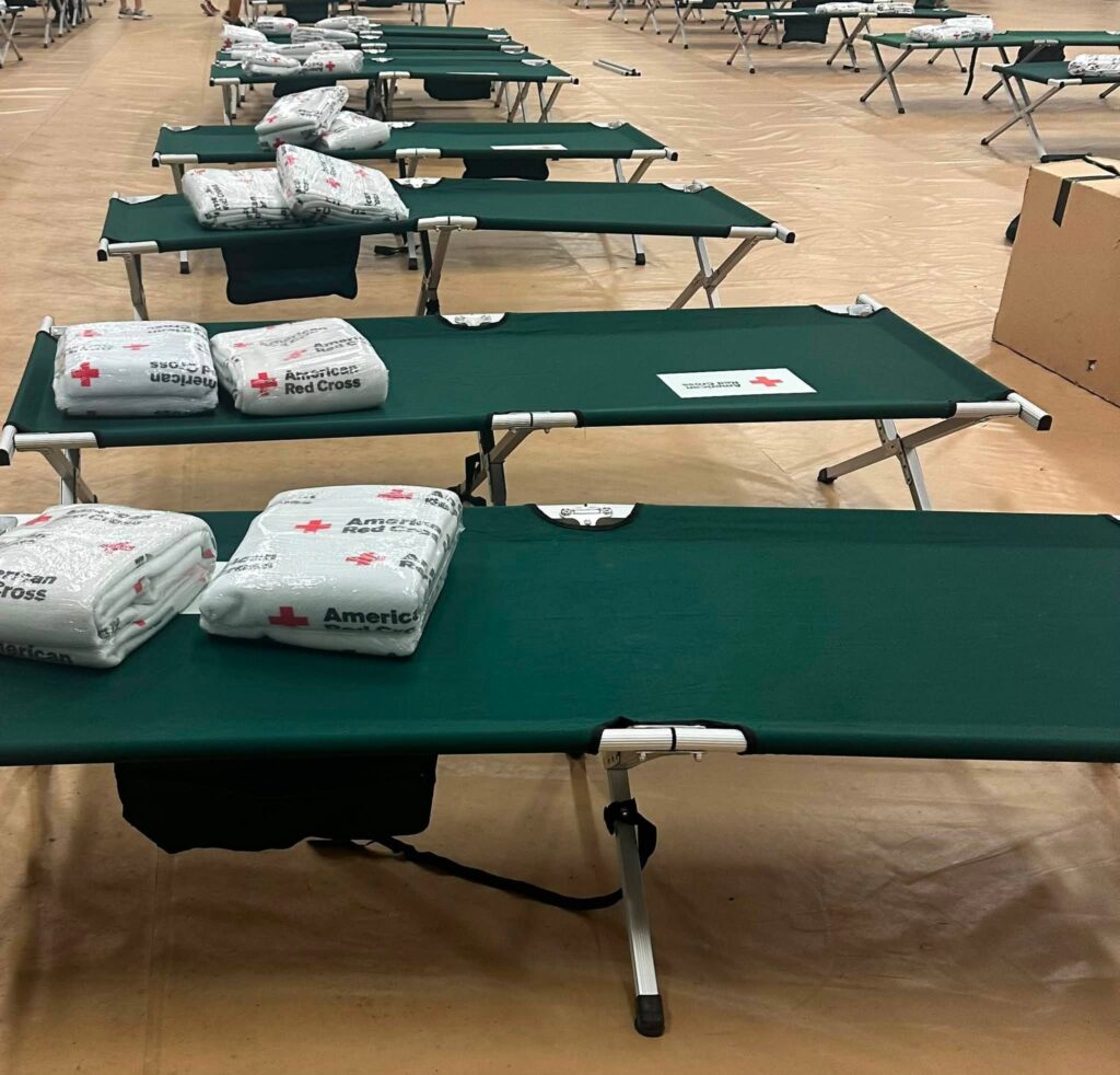row of cots