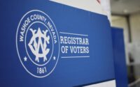 Blue county registrar of voters sign