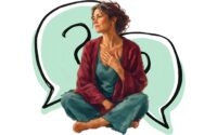 graphic woman with question marks behind her